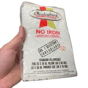 Vintage Pair Meadowbrook Luxury Percale White Standard Pillowcases Irregular HLN